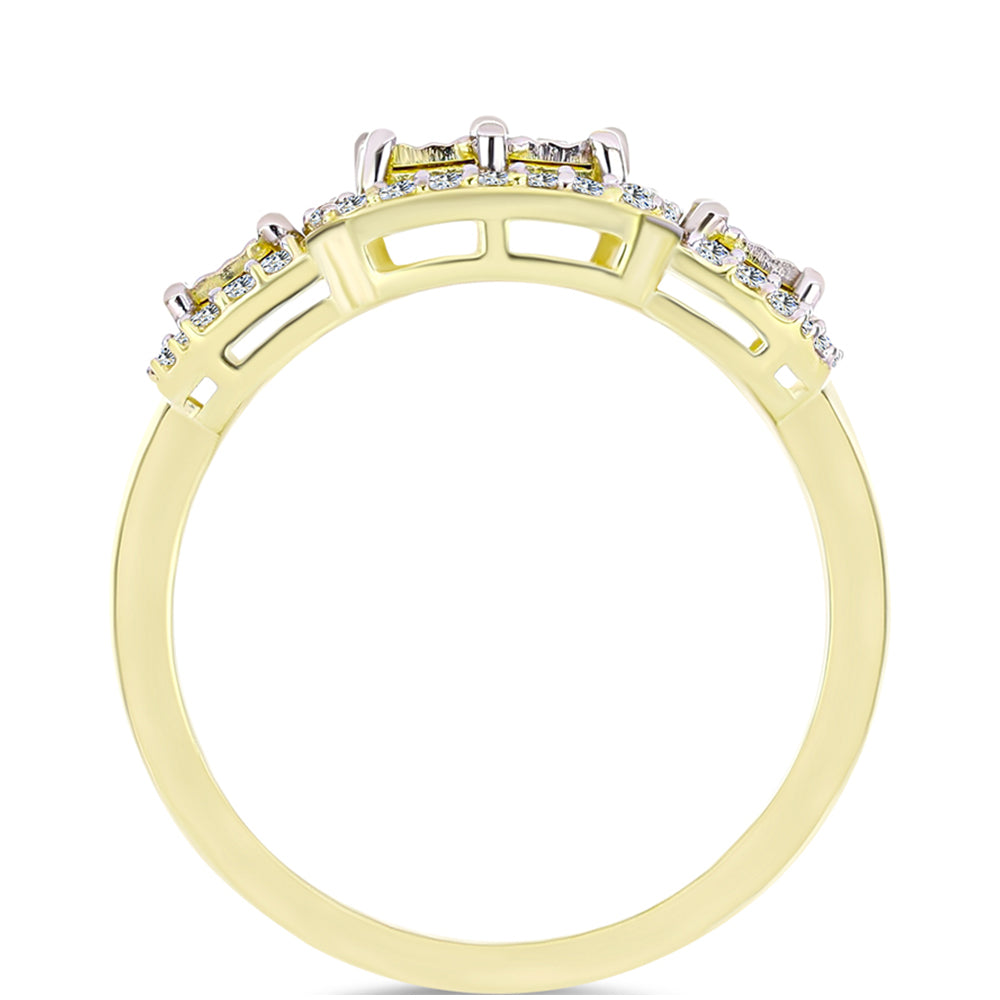 Goldplattierter Silberring mit weißem Diamant und weißem Topas 2 