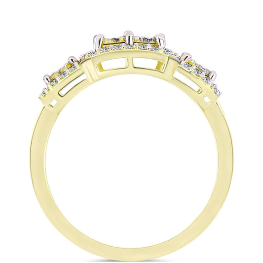 Goldplattierter Silberring mit weißem Diamant und weißem Topas