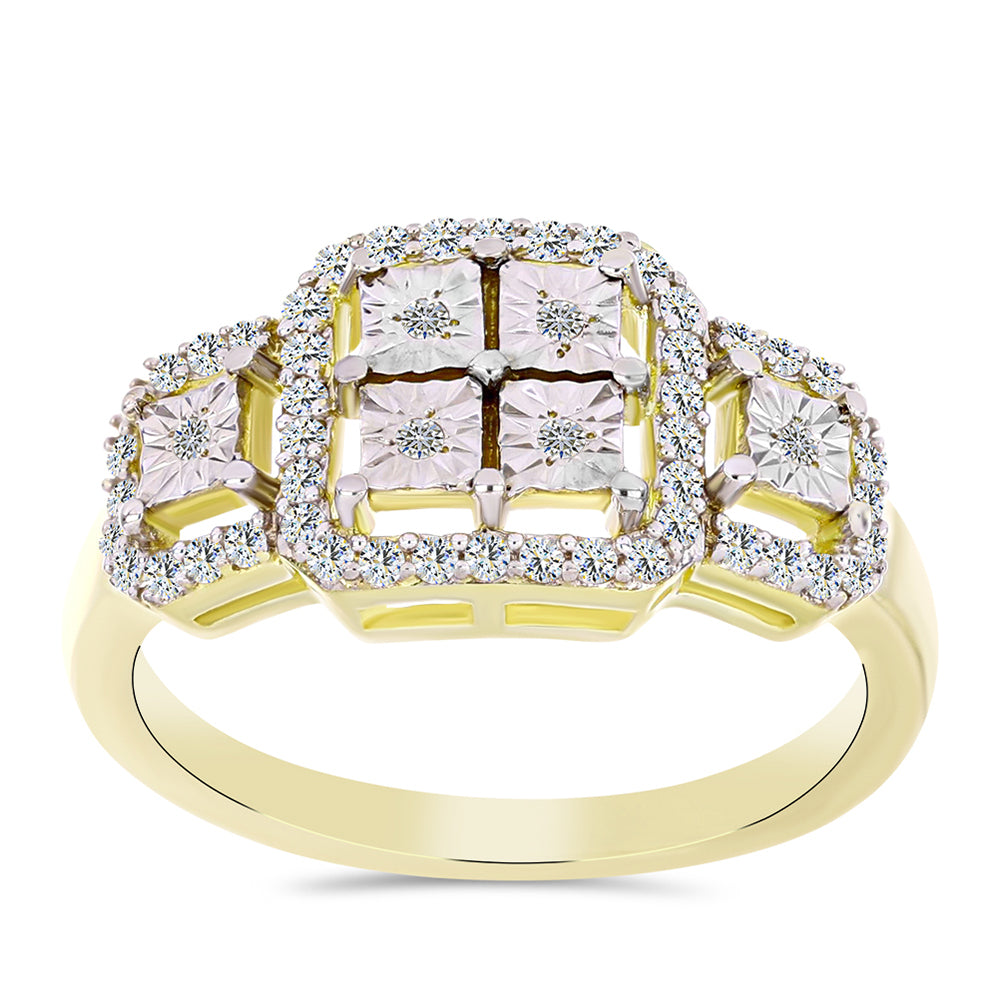 Goldplattierter Silberring mit weißem Diamant und weißem Topas