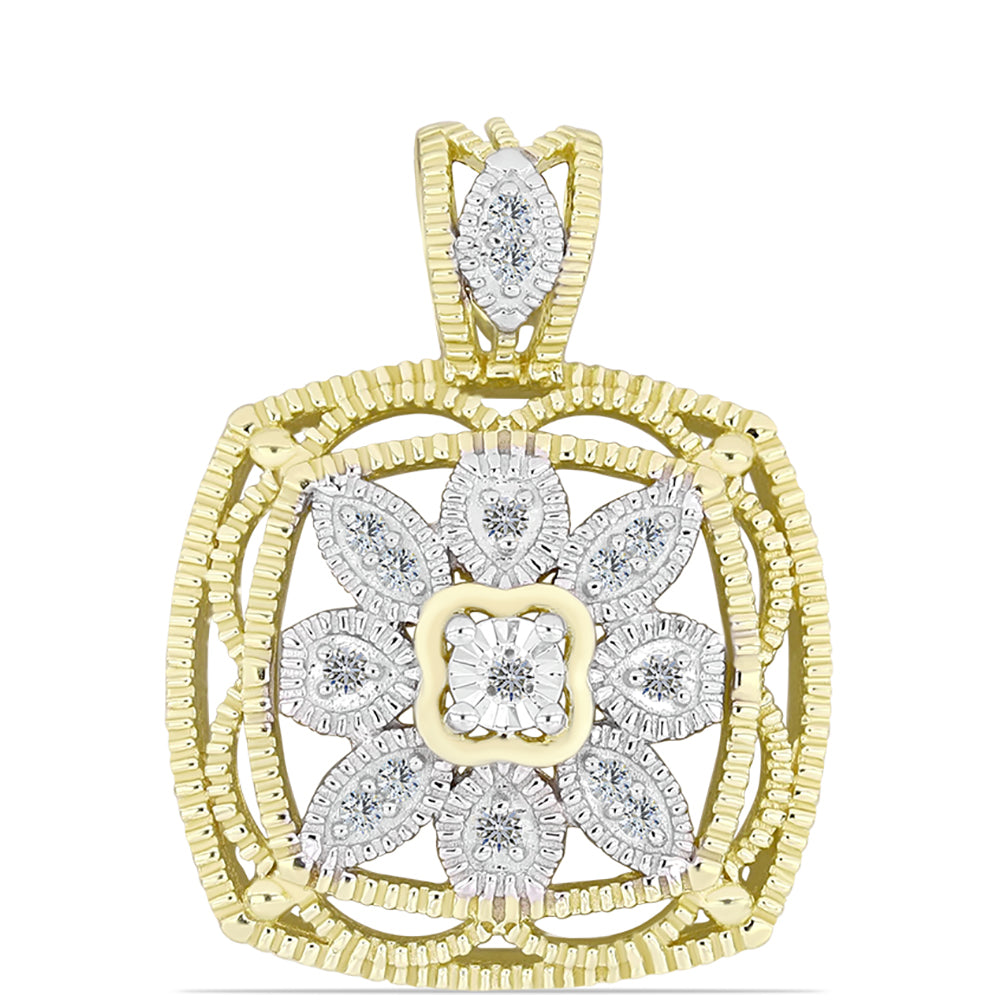 Goldplattierter Silberanhänger mit weißem Diamant und weißem Topas 1 