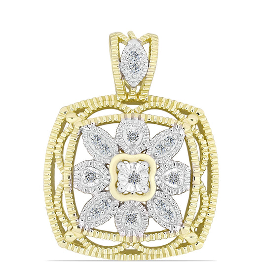 Goldplattierter Silberanhänger mit weißem Diamant und weißem Topas