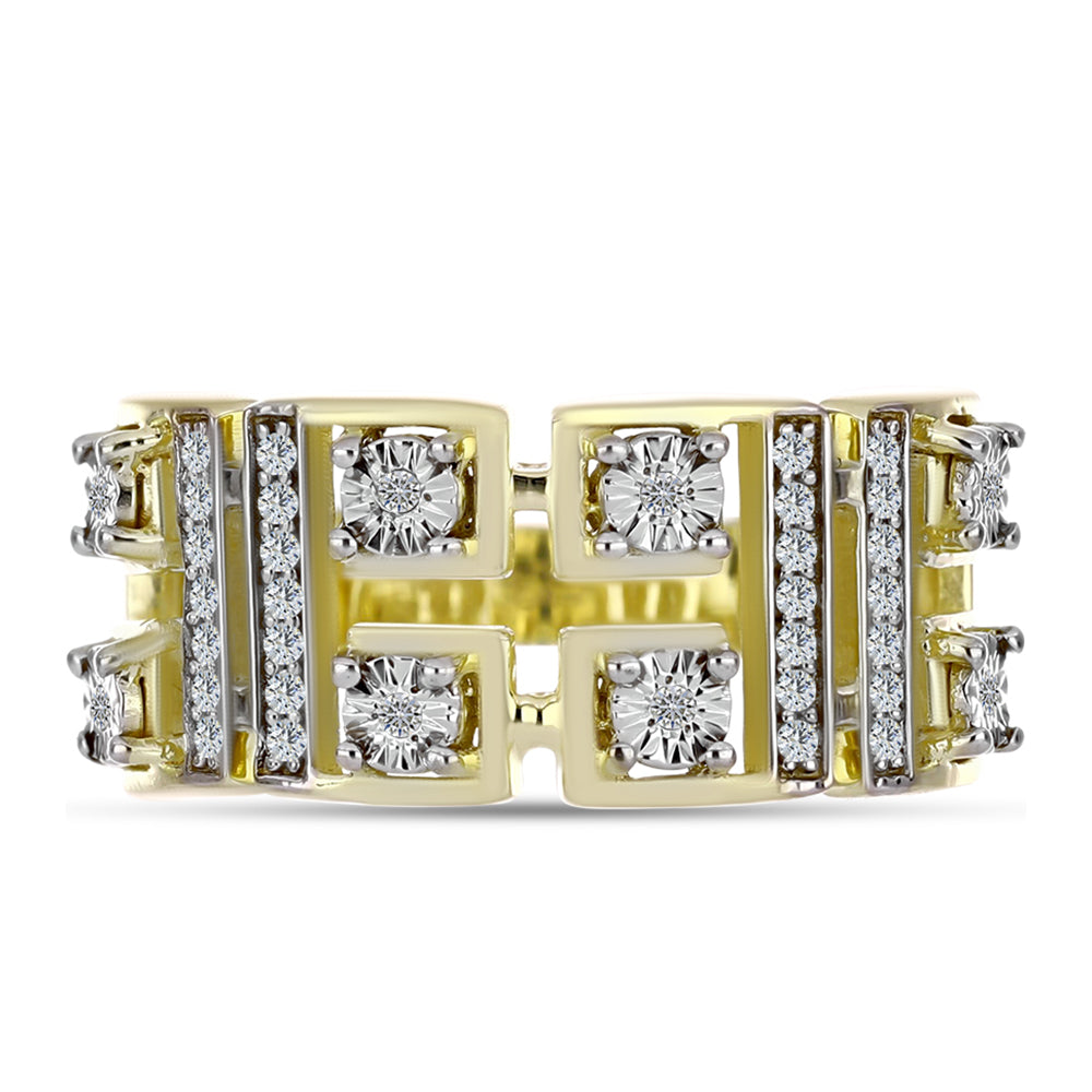 Goldplattierter Silberring mit weißem Diamant und weißem Topas 1 