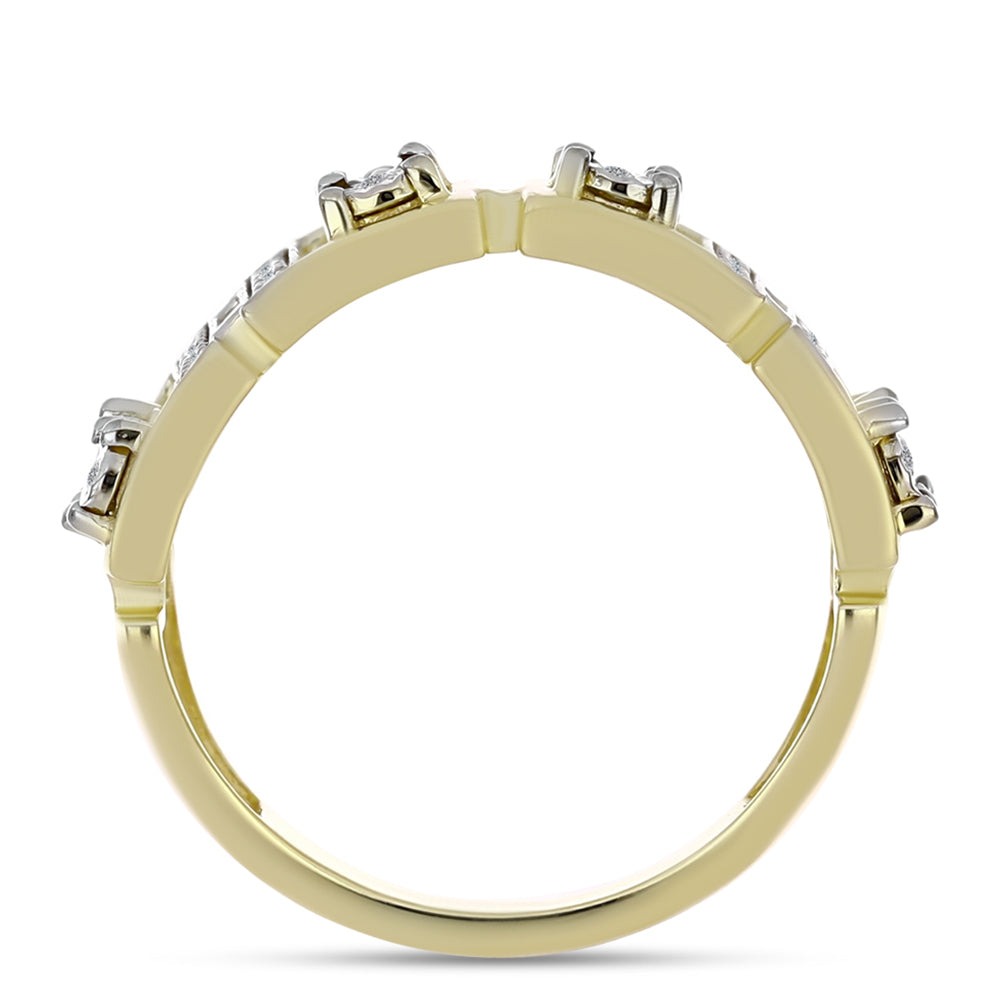Goldplattierter Silberring mit weißem Diamant und weißem Topas