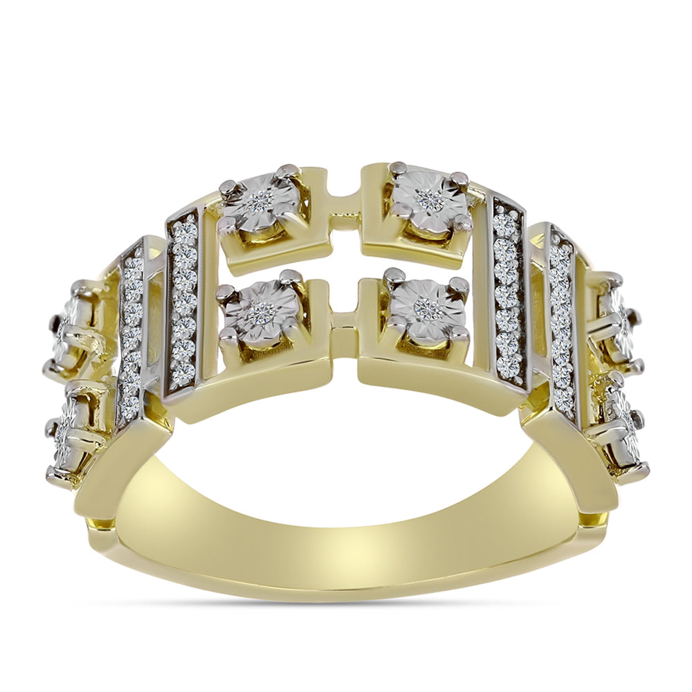 Goldplattierter Silberring mit weißem Diamant und weißem Topas 3 