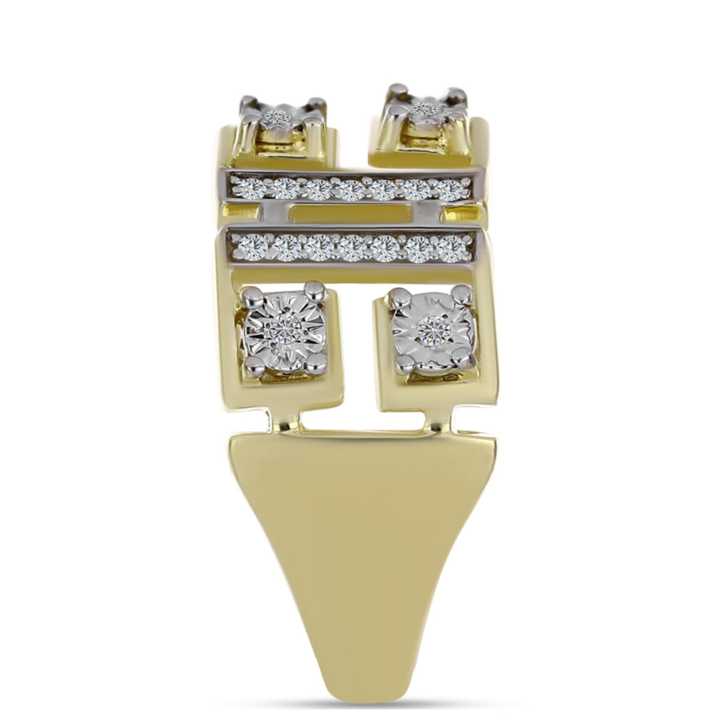 Goldplattierter Silberring mit weißem Diamant und weißem Topas 4 