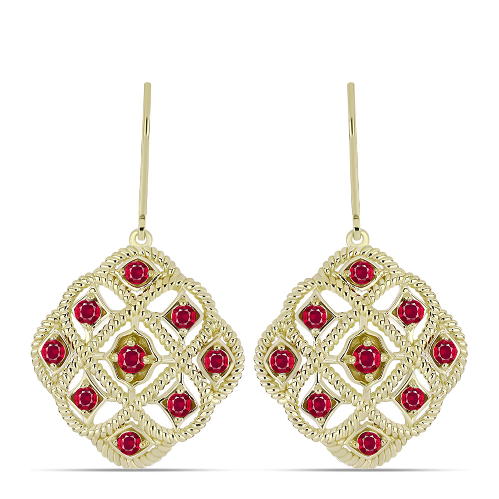 Goldplattierte Silberohrringe mit Rubin aus Madagaskar 1 