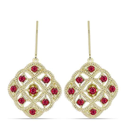 Goldplattierte Silberohrringe mit Rubin aus Madagaskar