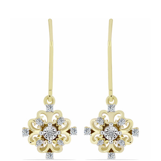 Goldplattierte Silberohrringe mit weißem Diamant und weißem Topas