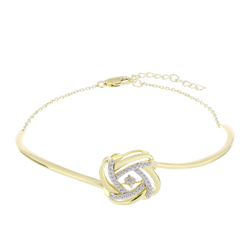 Goldplattiertes Silberarmband mit weißem Diamant und weißem Topas