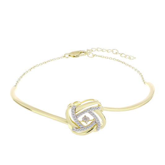 Goldplattiertes Silberarmband mit weißem Diamant und weißem Topas