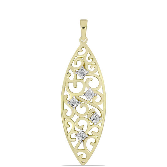 Goldplattierter Silberanhänger mit weißem Diamant