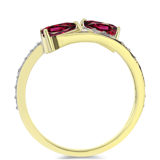 Goldplattierter Silberring mit Rhodolith Granat und weißem Topas