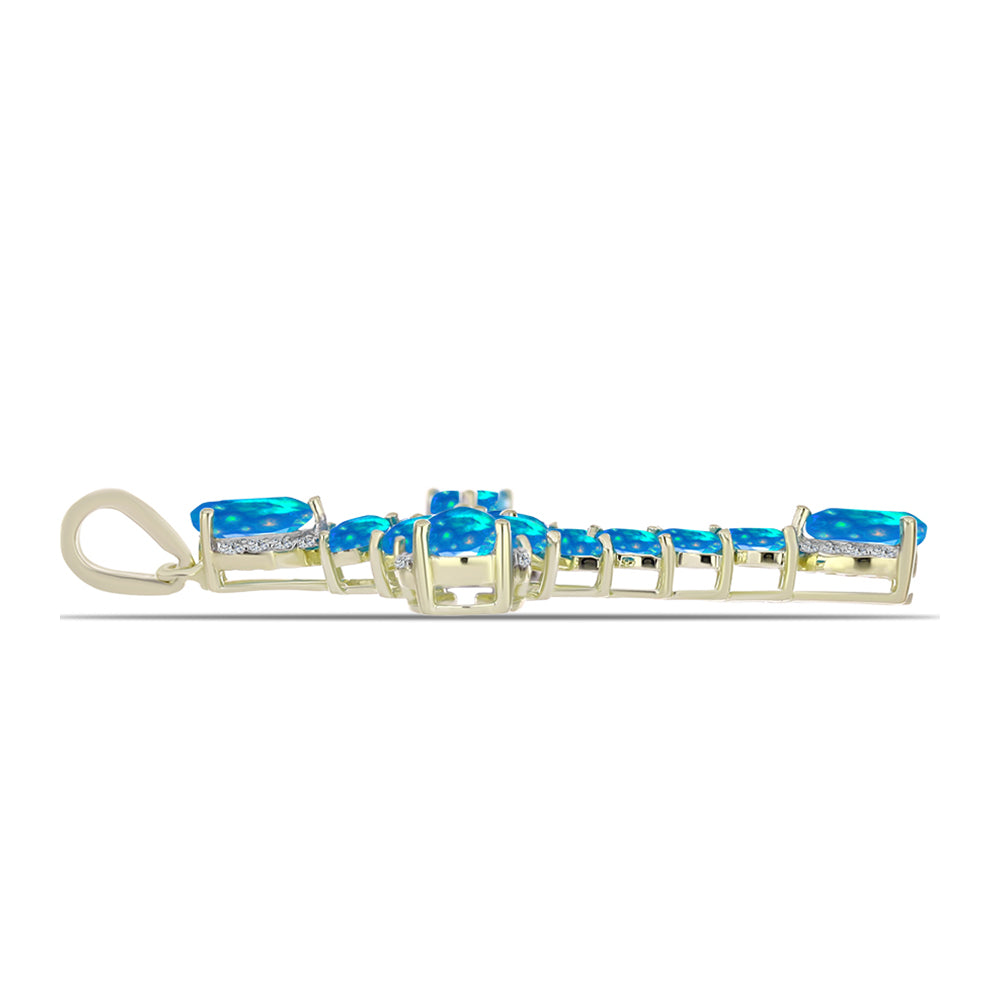 Goldplattierter Silberanhänger mit äthiopischem Paradiese-Opal und weißem Topas 2 