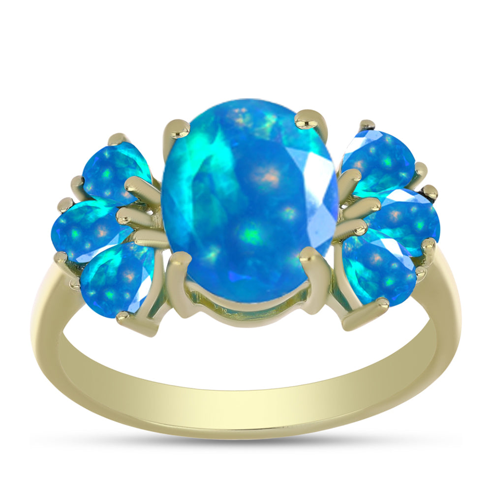 Goldplattierter Silberring mit äthiopischem Paradiese-Opal