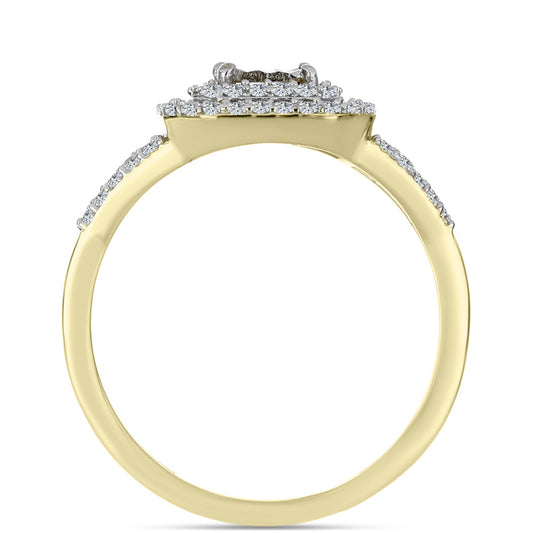 Goldplattierter Silberring mit weißem Diamant und weißem Topas