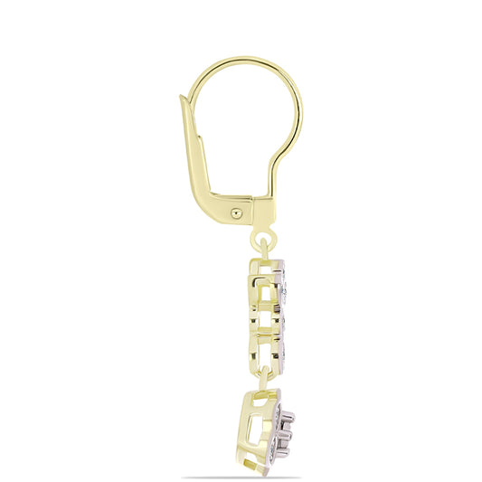 Goldplattierte Silberohrringe mit weißem Diamant und weißem Topas