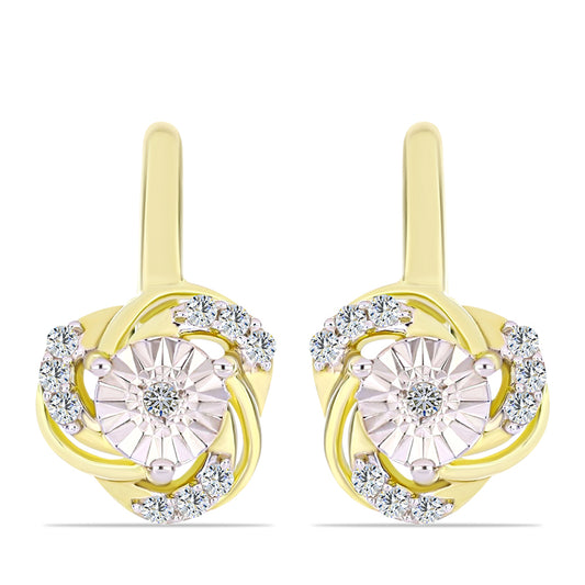 Goldplattierte Silberohrringe mit weißem Diamant und weißem Topas