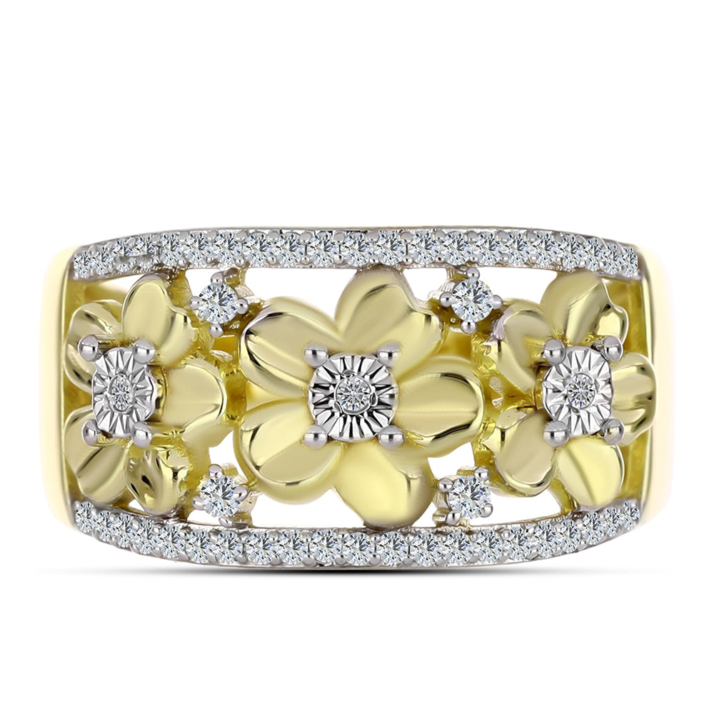 Goldplattierter Silberring mit weißem Diamant und weißem Topas 1 