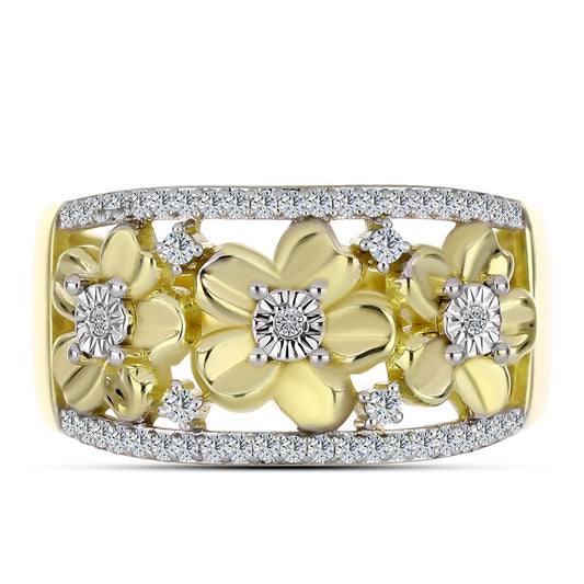 Goldplattierter Silberring mit weißem Diamant und weißem Topas