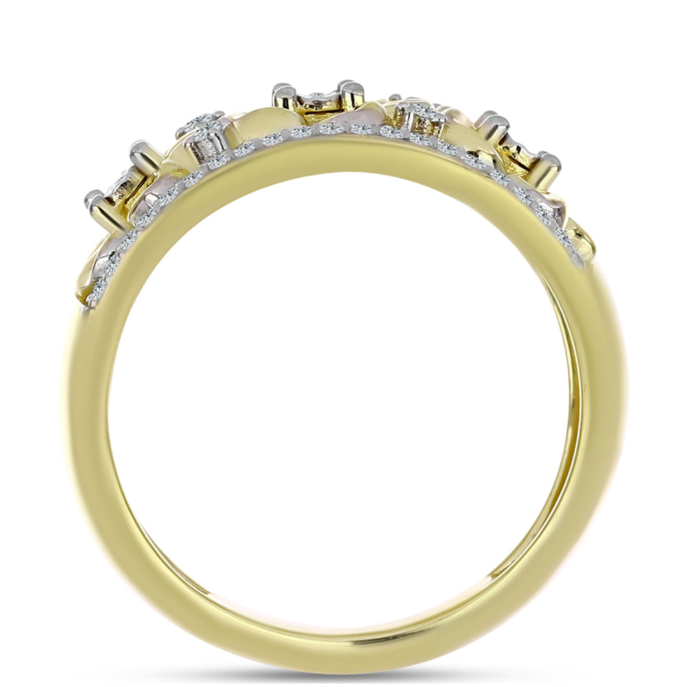 Goldplattierter Silberring mit weißem Diamant und weißem Topas 2 