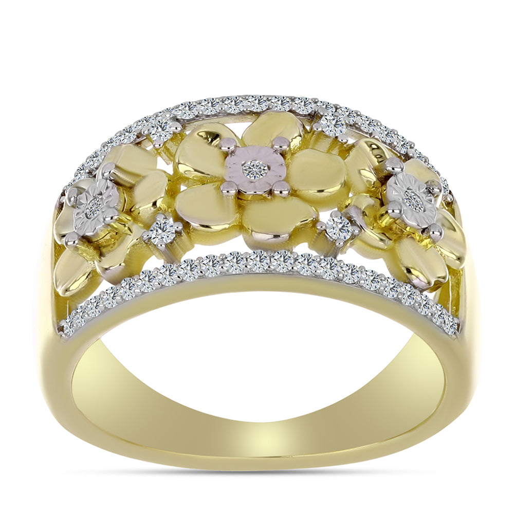 Goldplattierter Silberring mit weißem Diamant und weißem Topas 3 