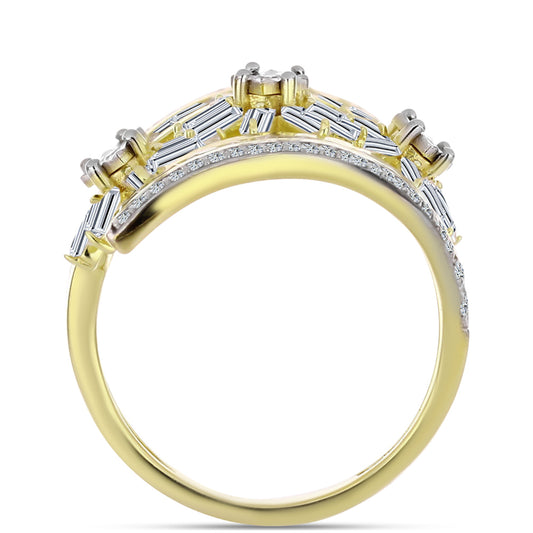 Goldplattierter Silberring mit weißem Diamant und weißem Zirkon