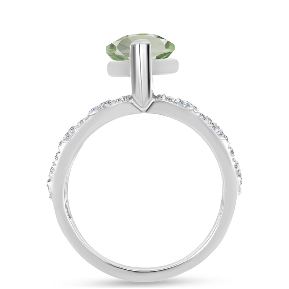 Silberring mit grünem Amethyst und weißem Topas 2 