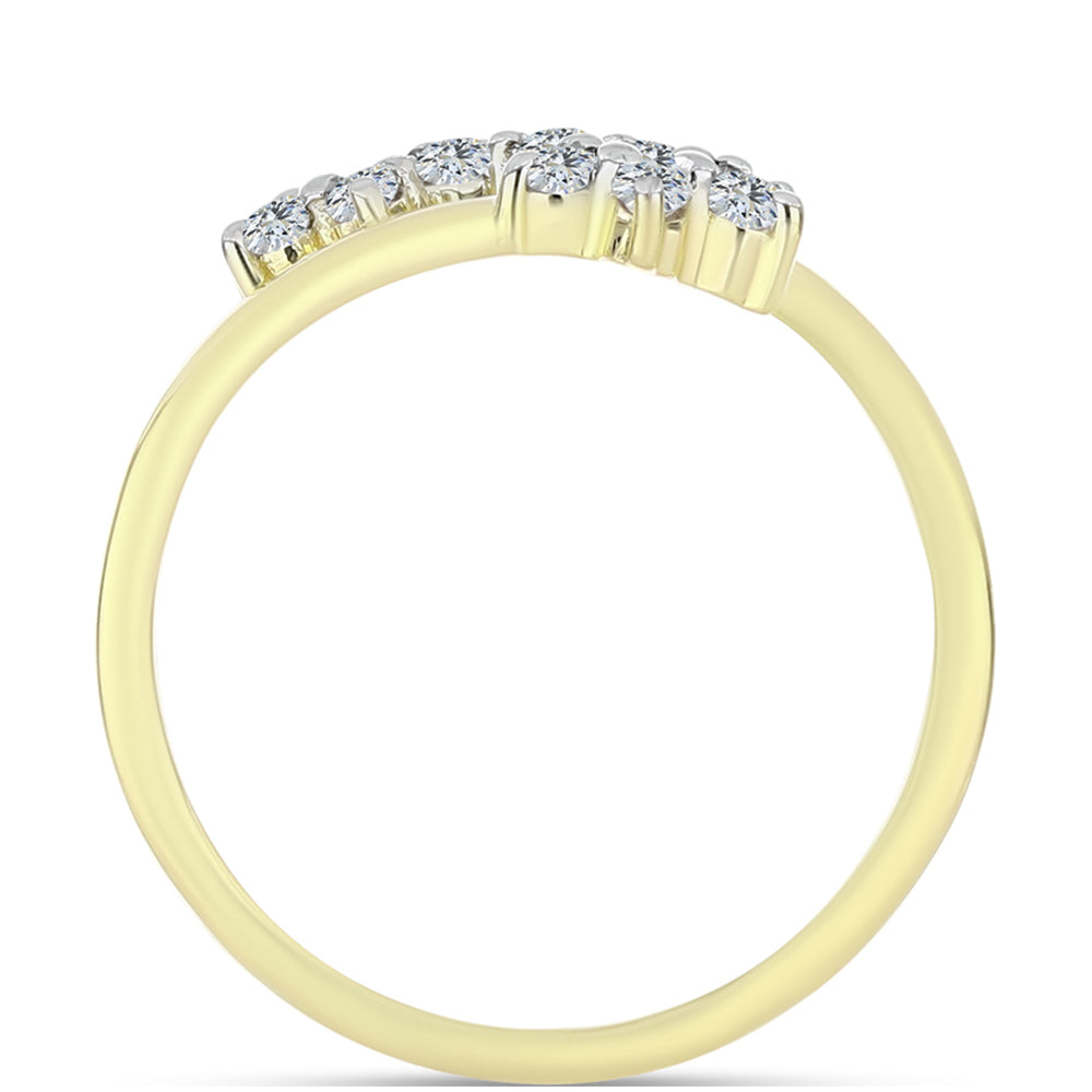 Goldplattierter Silberring mit weißem Diamant und weißem Topas 2 