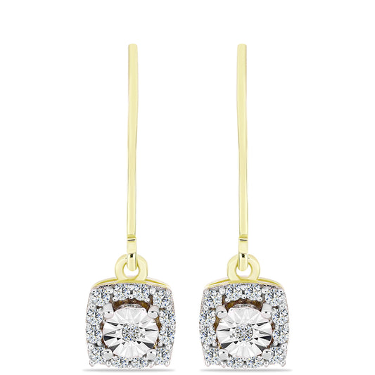 Goldplattierte Silberohrringe mit weißem Diamant und weißem Topas