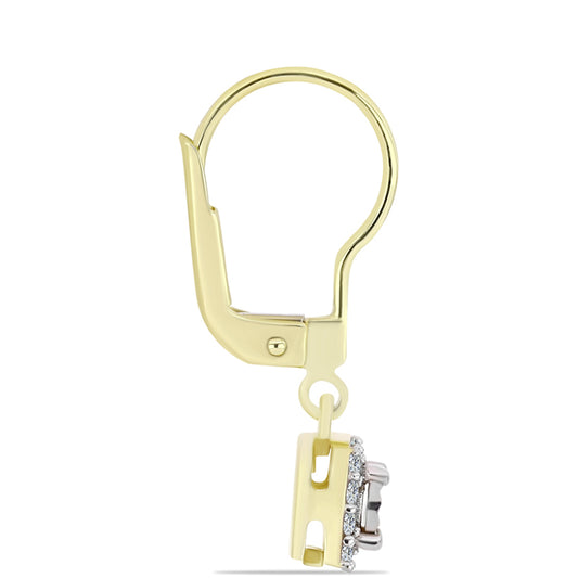 Goldplattierte Silberohrringe mit weißem Diamant und weißem Topas