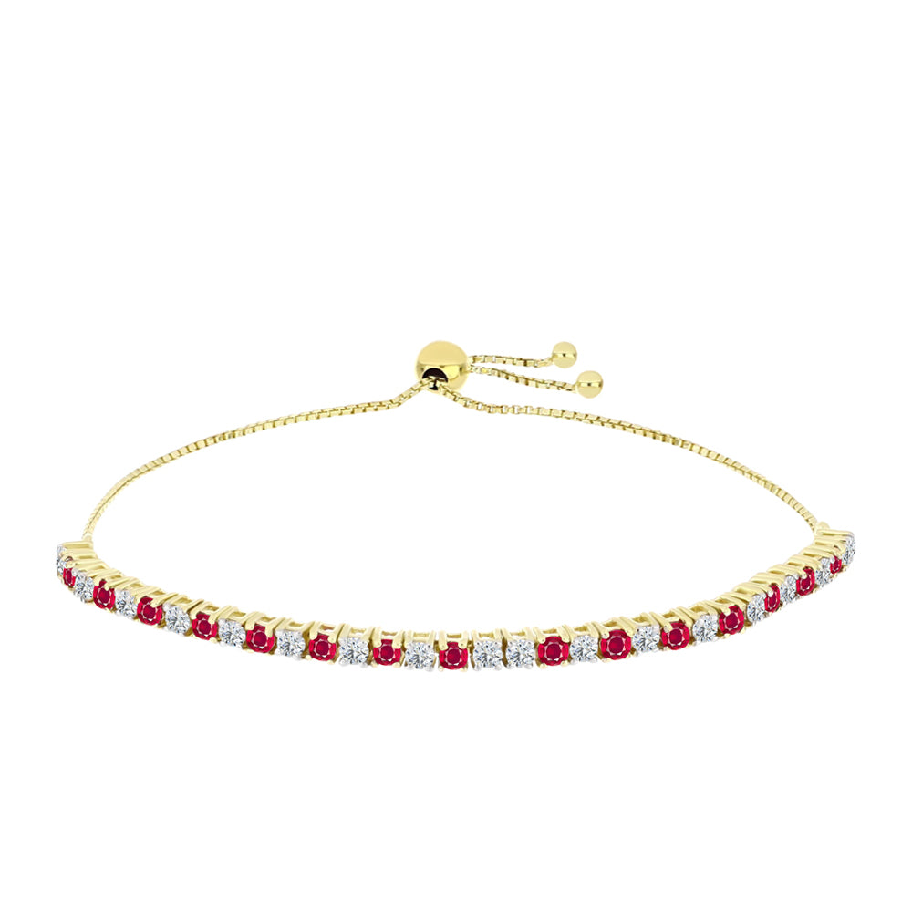 Goldplattiertes Silberarmband mit Rubin aus Madagaskar und weißem Topas 1 
