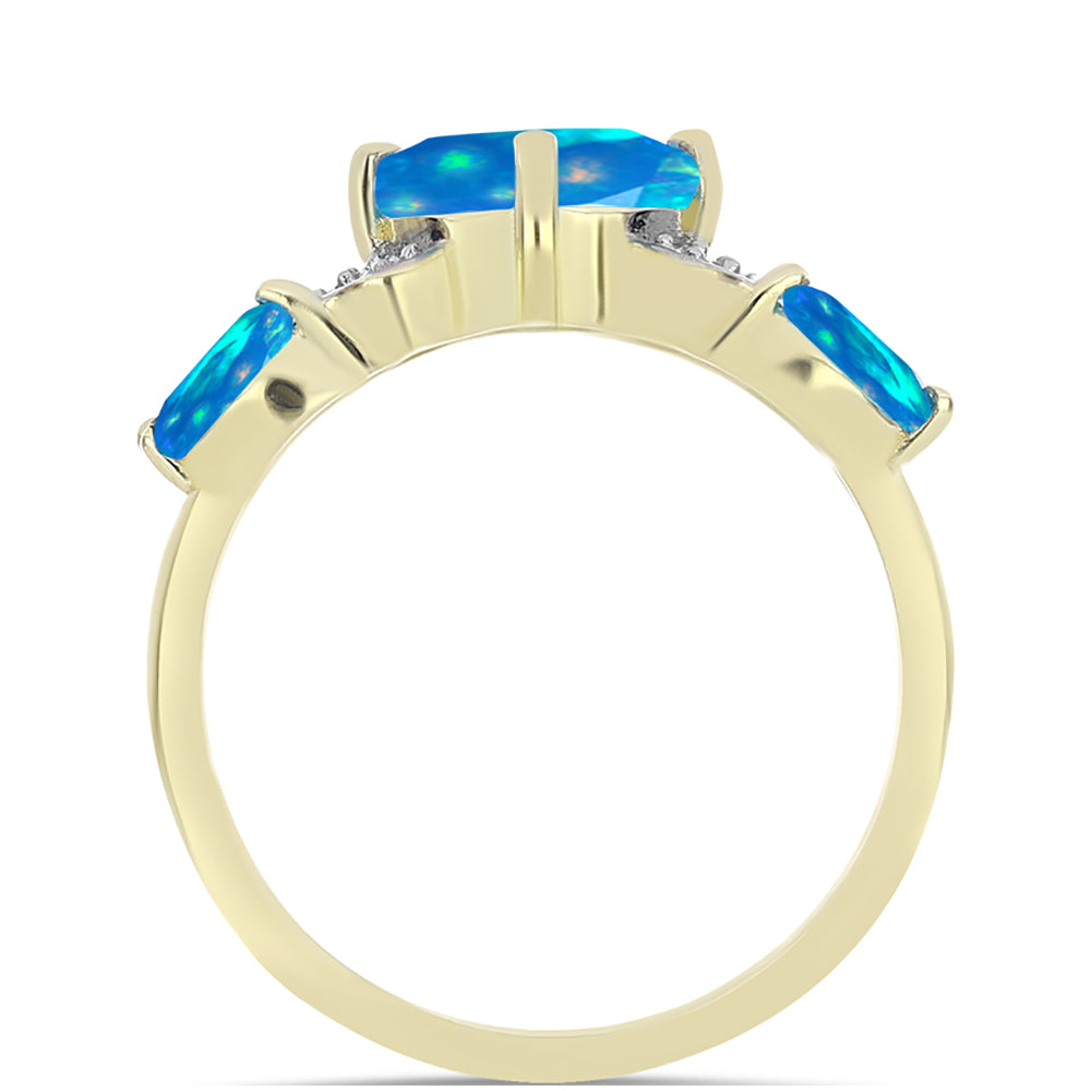 Goldplattierter Silberring mit äthiopischem Paradiese-Opal und weißem Topas 2 