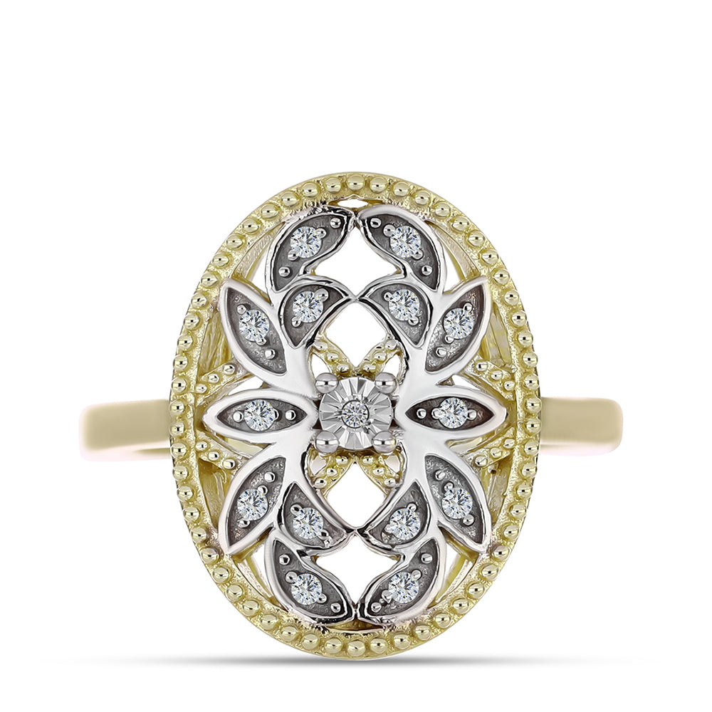 Goldplattierter Silberring mit weißem Diamant und weißem Topas 1 