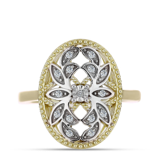 Goldplattierter Silberring mit weißem Diamant und weißem Topas