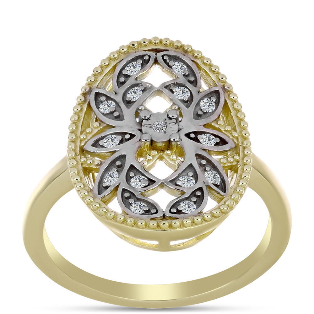 Goldplattierter Silberring mit weißem Diamant und weißem Topas