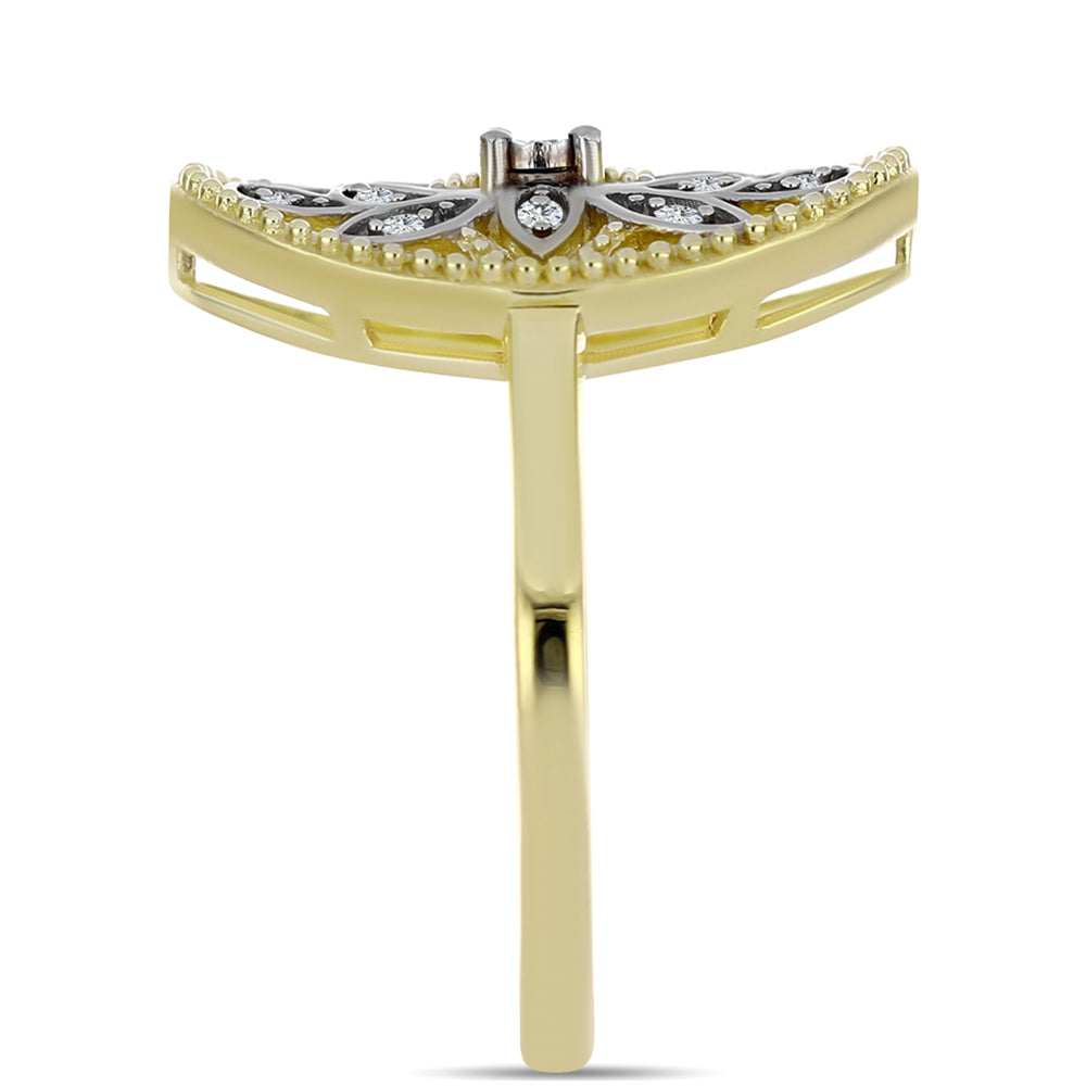 Goldplattierter Silberring mit weißem Diamant und weißem Topas 4 