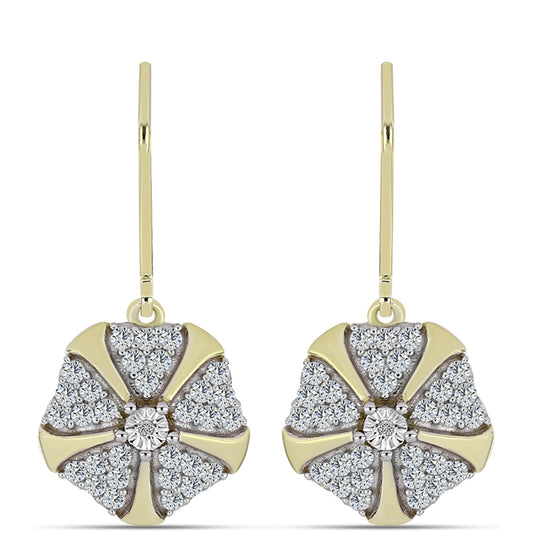 Goldplattierte Silberohrringe mit weißem Diamant und weißem Topas