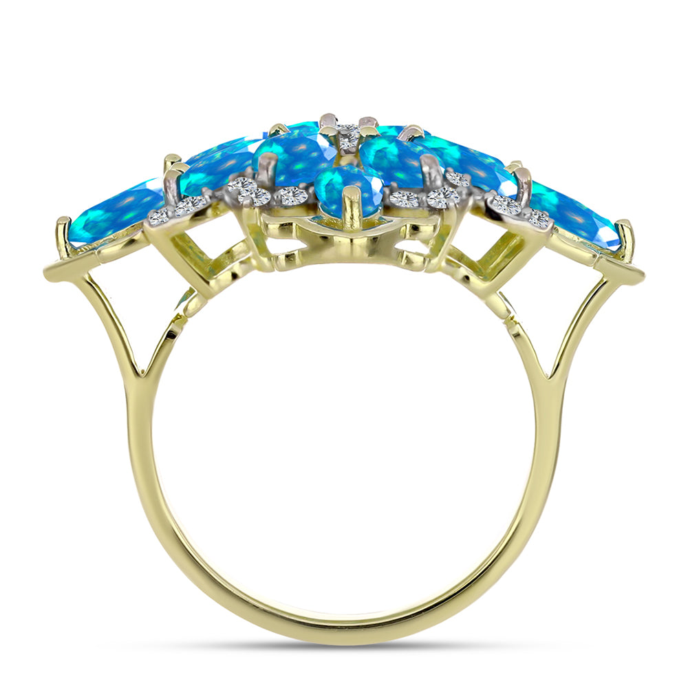 Goldplattierter Silberring mit äthiopischem Paradiese-Opal und weißem Topas 2 