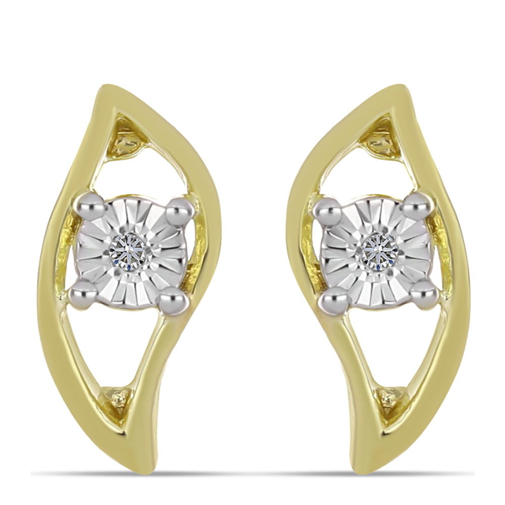 Goldplattierte Silberohrringe mit weißem Diamant