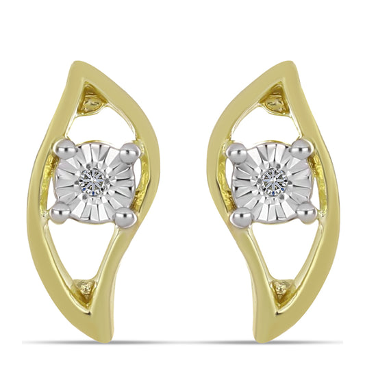 Goldplattierte Silberohrringe mit weißem Diamant