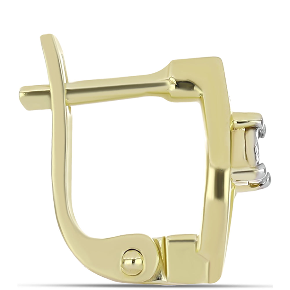 Goldplattierte Silberohrringe mit weißem Diamant 2 