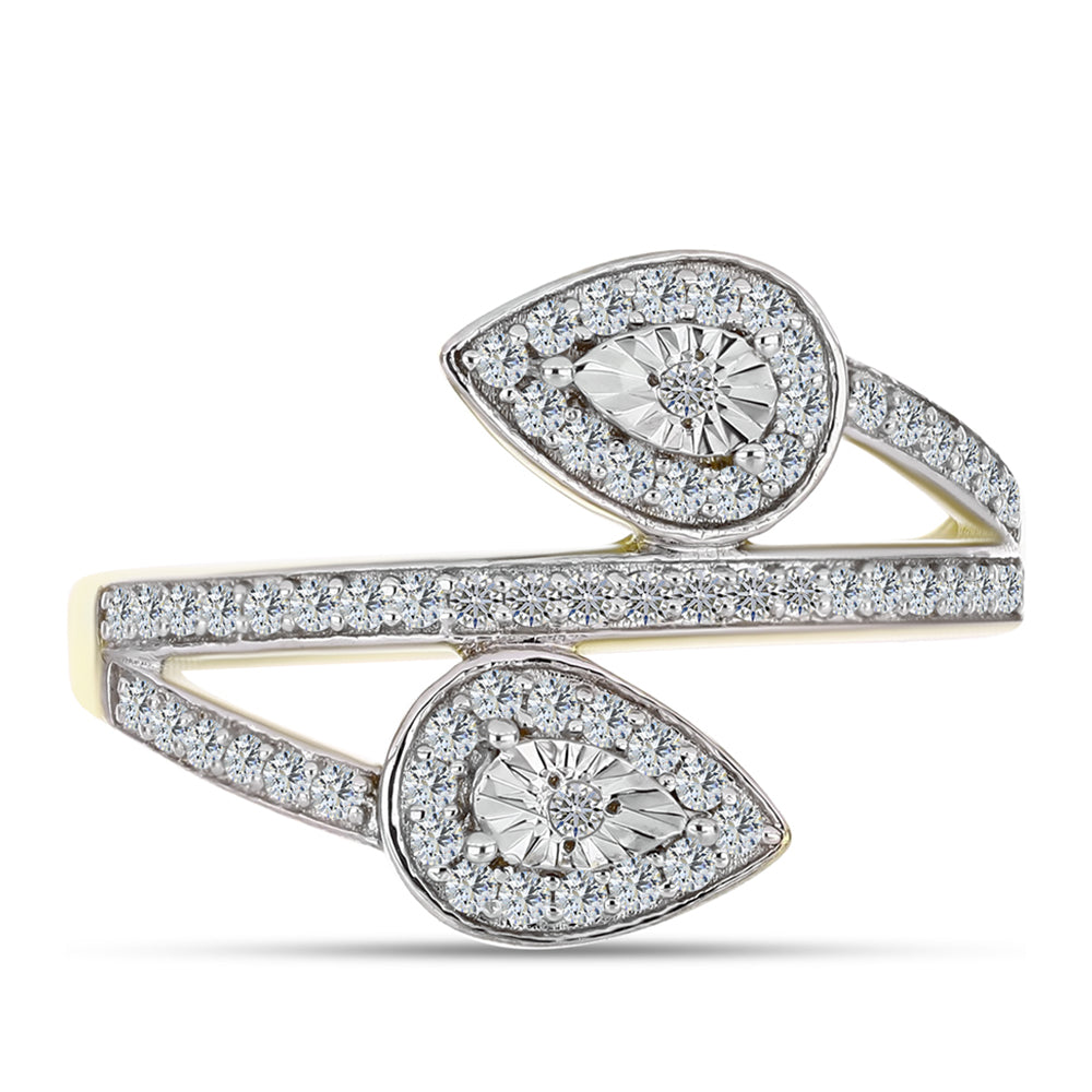 Goldplattierter Silberring mit weißem Diamant und weißem Topas