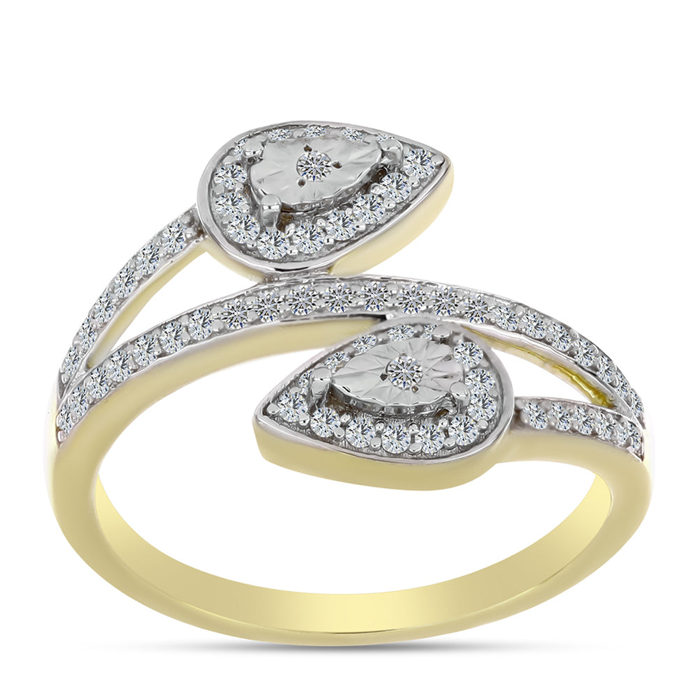 Goldplattierter Silberring mit weißem Diamant und weißem Topas 3 