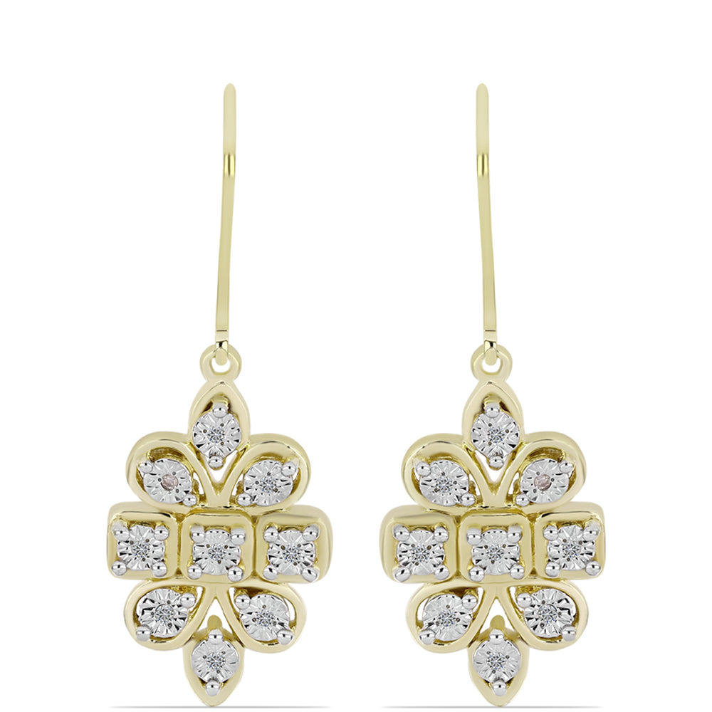 Goldplattierte Silberohrringe mit weißem Diamant 1 