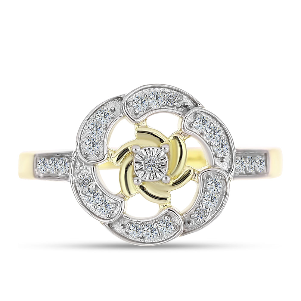 Goldplattierter Silberring mit weißem Diamant und weißem Topas 1 