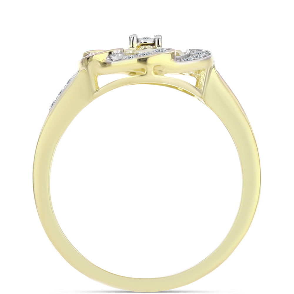 Goldplattierter Silberring mit weißem Diamant und weißem Topas