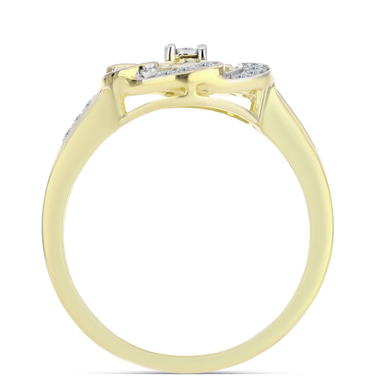 Goldplattierter Silberring mit weißem Diamant und weißem Topas