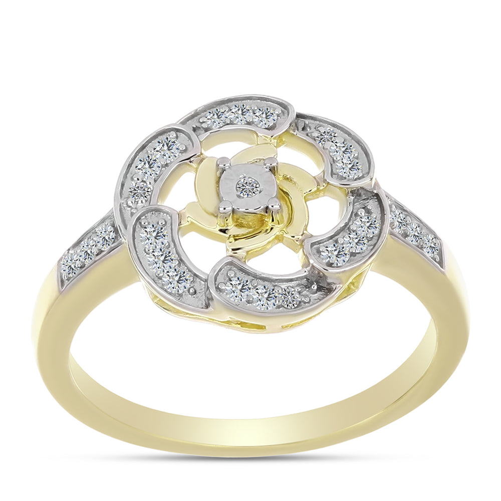 Goldplattierter Silberring mit weißem Diamant und weißem Topas