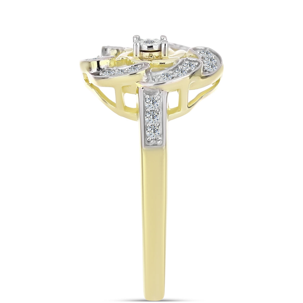 Goldplattierter Silberring mit weißem Diamant und weißem Topas