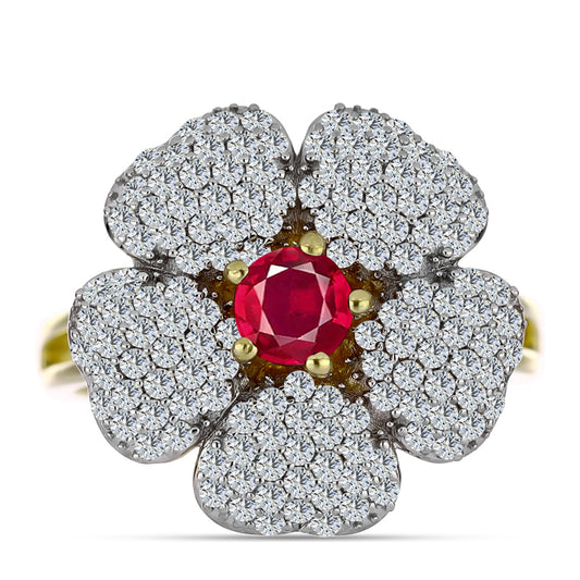 Goldplattierter Silberring mit Rubin aus Madagaskar und weißem Topas